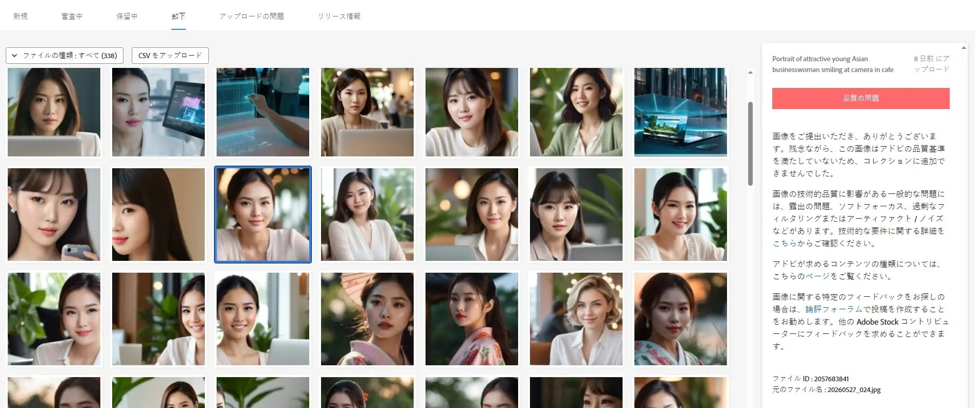 Adobe StockのNG画面