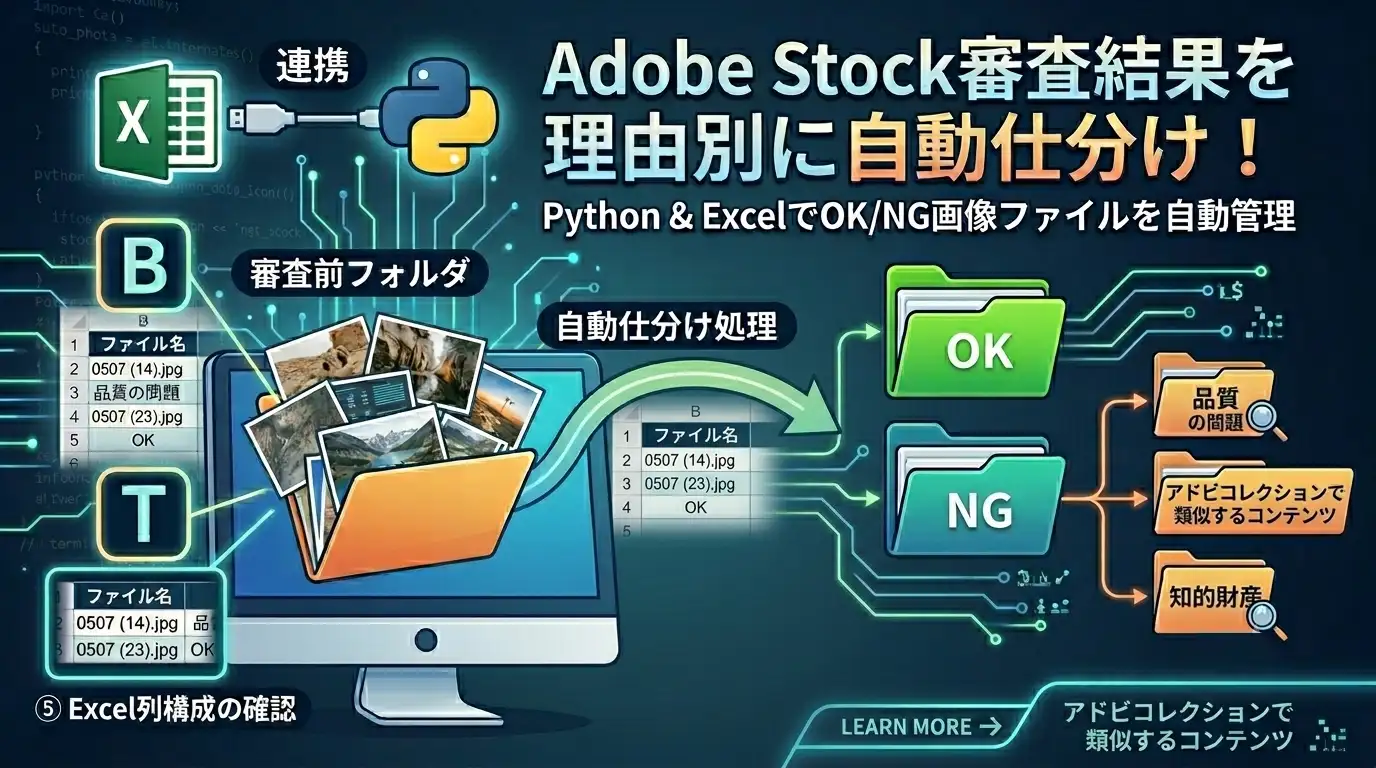 Adobe Stock審査結果を自動管理する方法｜PythonでOK/NG画像を理由別フォルダに振り分け